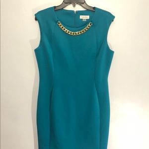 Calvin Klein Dress 12 Gold Necklace Turquoise